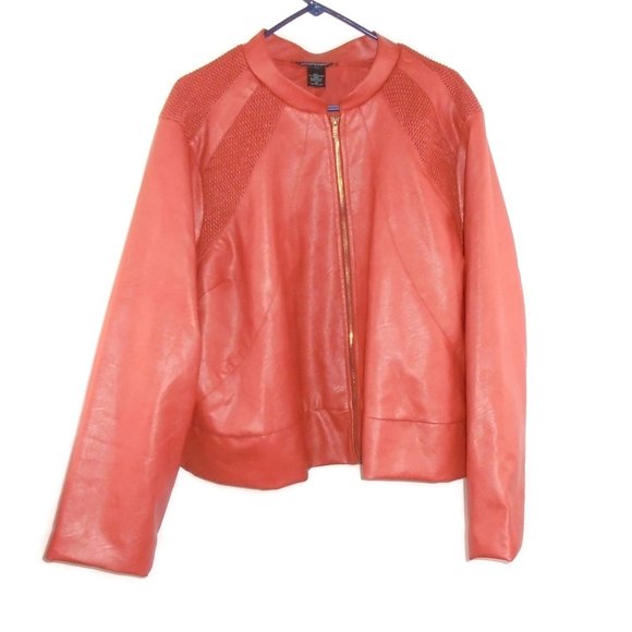 Ashley Stewart Faux Leather Moto Jacket 